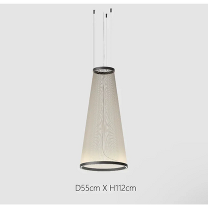Lustre à abat-jour en tissu superposé avec LED intégrée pour salles à manger, îlots de cuisine et hauts plafonds | Suspension moderne à câbles réglables multi-niveaux