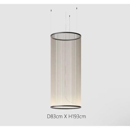 Lustre à abat-jour en tissu superposé avec LED intégrée pour salles à manger, îlots de cuisine et hauts plafonds | Suspension moderne à câbles réglables multi-niveaux