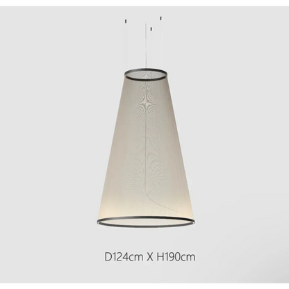 Lustre à abat-jour en tissu superposé avec LED intégrée pour salles à manger, îlots de cuisine et hauts plafonds | Suspension moderne à câbles réglables multi-niveaux