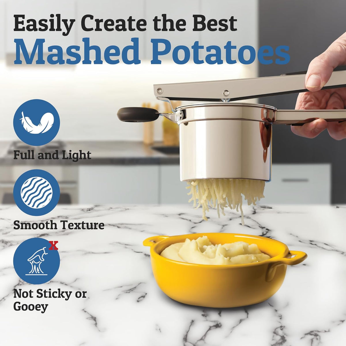 Stainless Steel Potato Masher for Smooth Creamy Results Kitchen Tool 15 oz Heavy Duty Design for Potatoes Vegetables Fruits