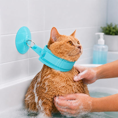 Ortekor Pet Bathing Restraint with Suction Cup for Cats & Small Dogs - Hands-Free Grooming Collar to Help Prevent Escapes During Bath Time