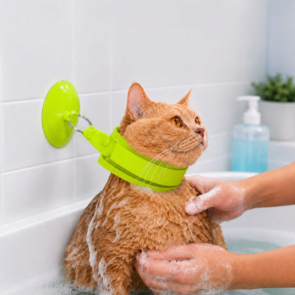 Ortekor Pet Bathing Restraint with Suction Cup for Cats & Small Dogs - Hands-Free Grooming Collar to Help Prevent Escapes During Bath Time