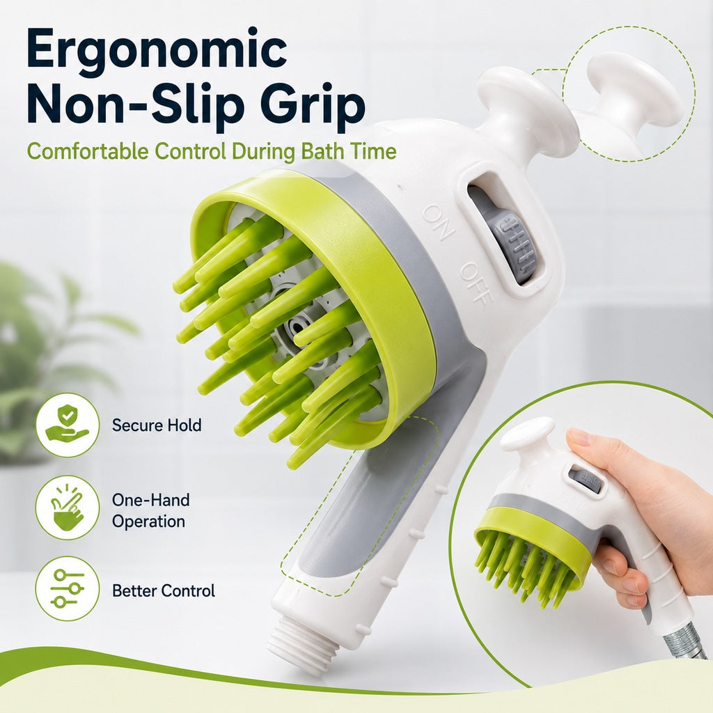 Ortekor 3-in-1 Pet Bathing Sprayer Brush for Dogs & Cats - Easier Indoor & Outdoor Washing