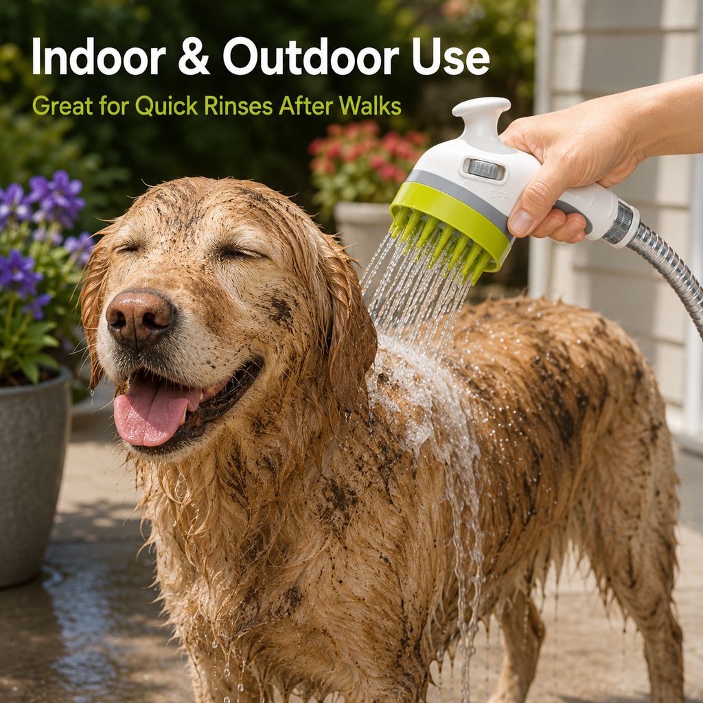 Ortekor 3-in-1 Pet Bathing Sprayer Brush for Dogs & Cats - Easier Indoor & Outdoor Washing