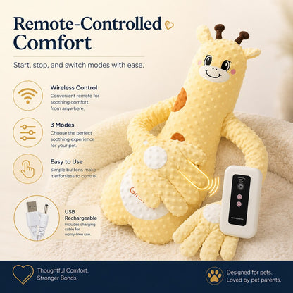 Ortekor Remote-Controlled Pet Calming Plush Companion with Heated Paws – 3 Comfort Modes & 30-Min Auto Shut-Off for Dogs and Cats, Cozy Bedtime Companion