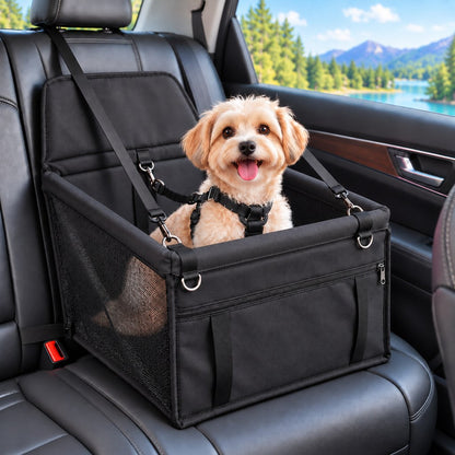 Ortekor Pet Car Booster Seat for Small Dogs and Cats - Stable Travel Seat to Reduce Roaming in Front and Rear Seats