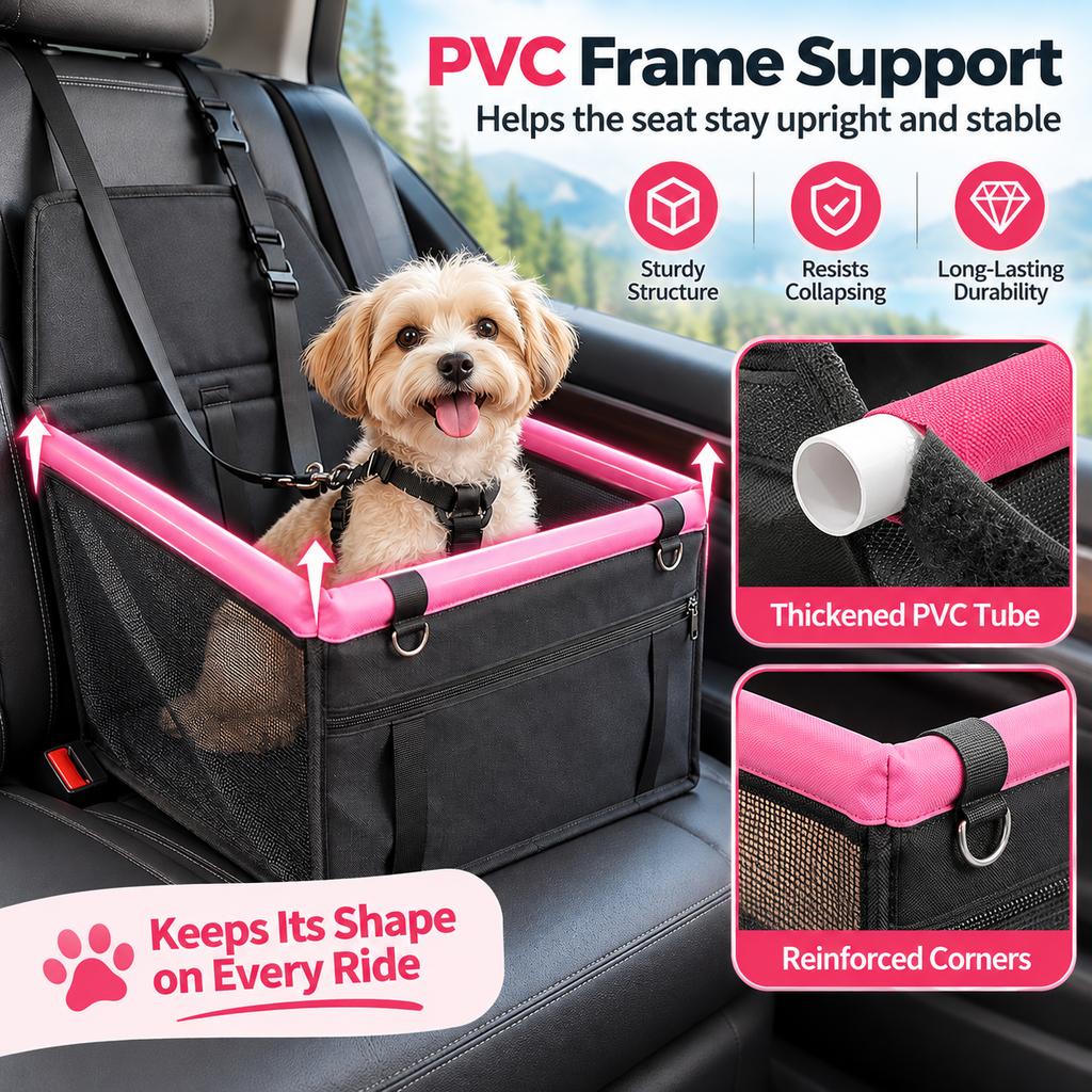 Ortekor Pet Car Booster Seat for Small Dogs and Cats - Stable Travel Seat to Reduce Roaming in Front and Rear Seats