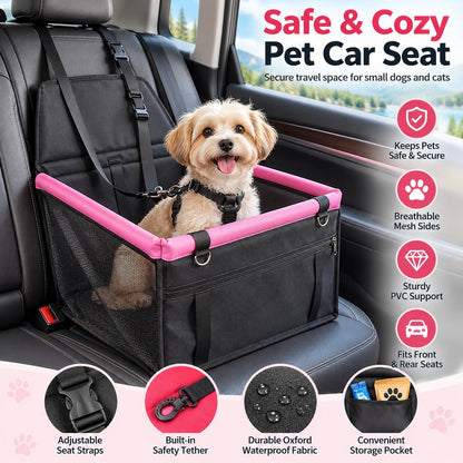 Ortekor Pet Car Booster Seat for Small Dogs and Cats - Stable Travel Seat to Reduce Roaming in Front and Rear Seats