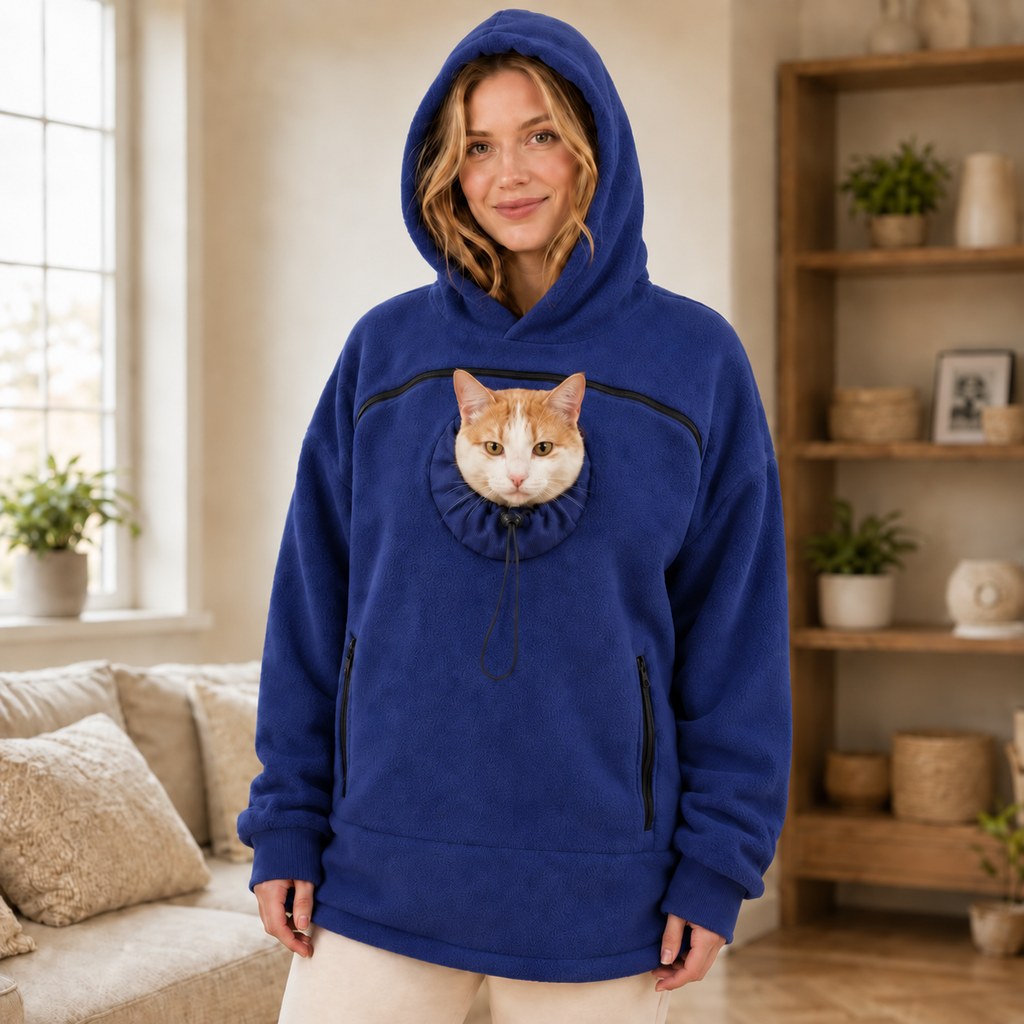 Ortekor Hands-Free Pet Carrier Hoodie – Cozy Front Pouch for Cats & Small Dogs at Home & Everyday Outings