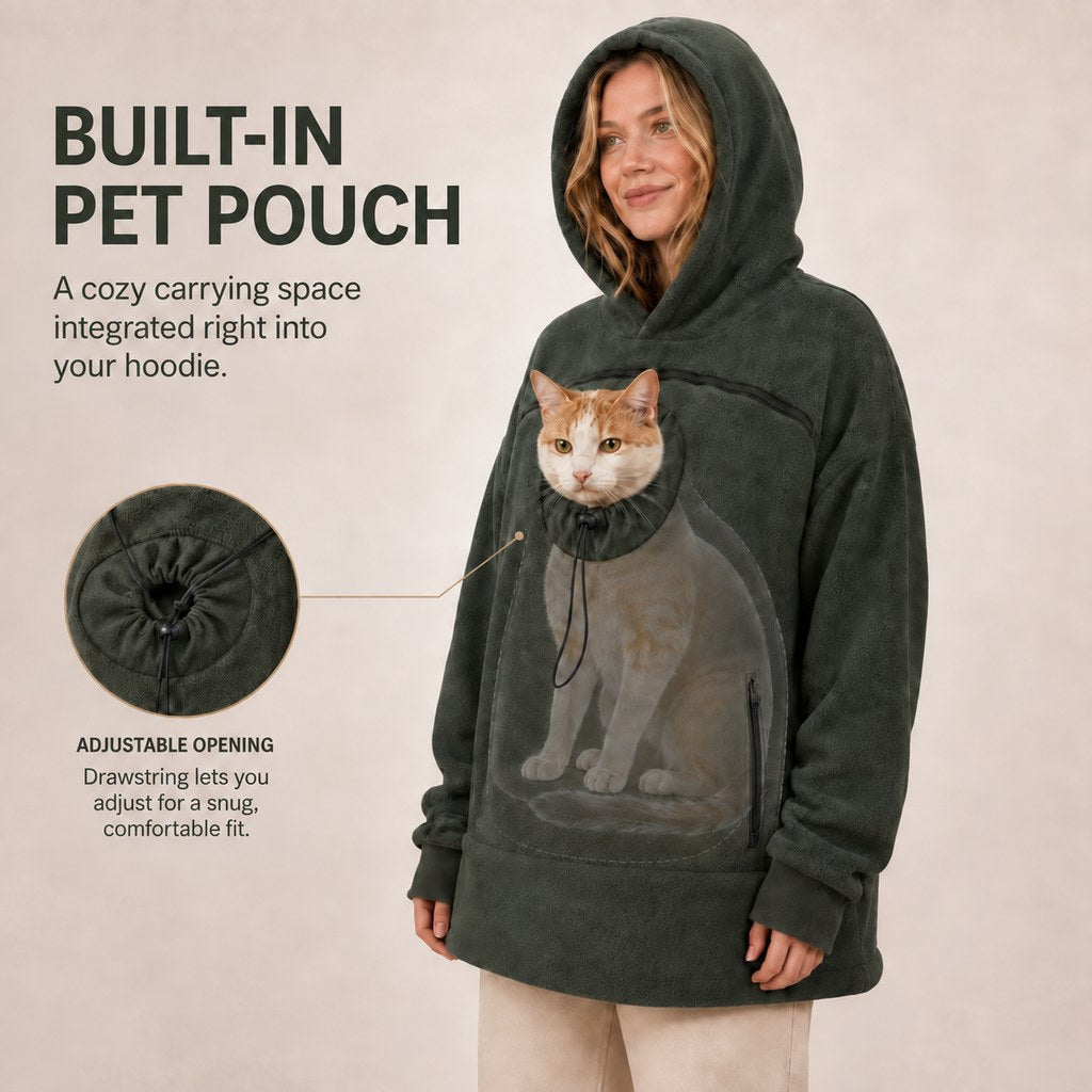 Ortekor Hands-Free Pet Carrier Hoodie – Cozy Front Pouch for Cats & Small Dogs at Home & Everyday Outings