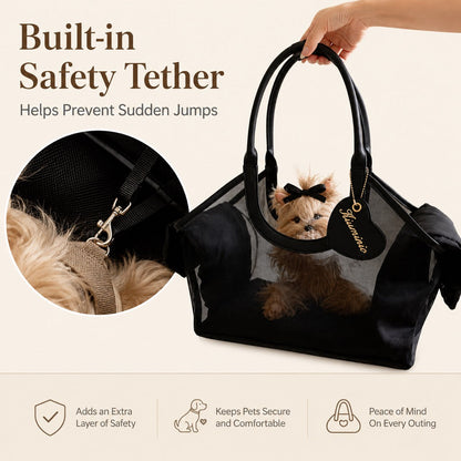 Ortekor Chic Mesh Pet Carrier Tote for Cafe Runs & Vet Visits - Breathable Small Dog & Cat Travel Bag