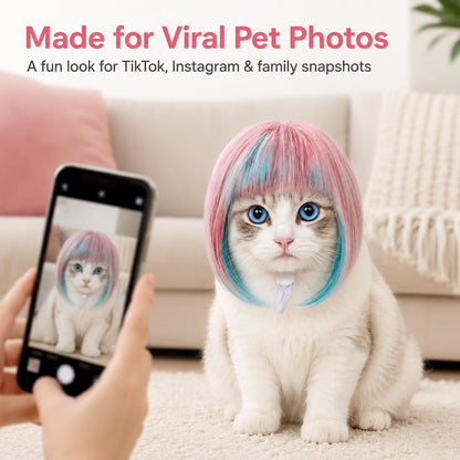 Ortekor Pet Cosplay Wig for Cats & Small Pets - Easy Party Photo Prop for Fun Birthday & Halloween Pictures