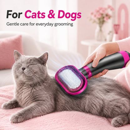 Ortekor 4-in-1 Pet Dryer Brush for After-Bath Grooming, Low-Noise Dog & Cat Hair Dryer Comb for Easier Drying, Brushing & Detangling