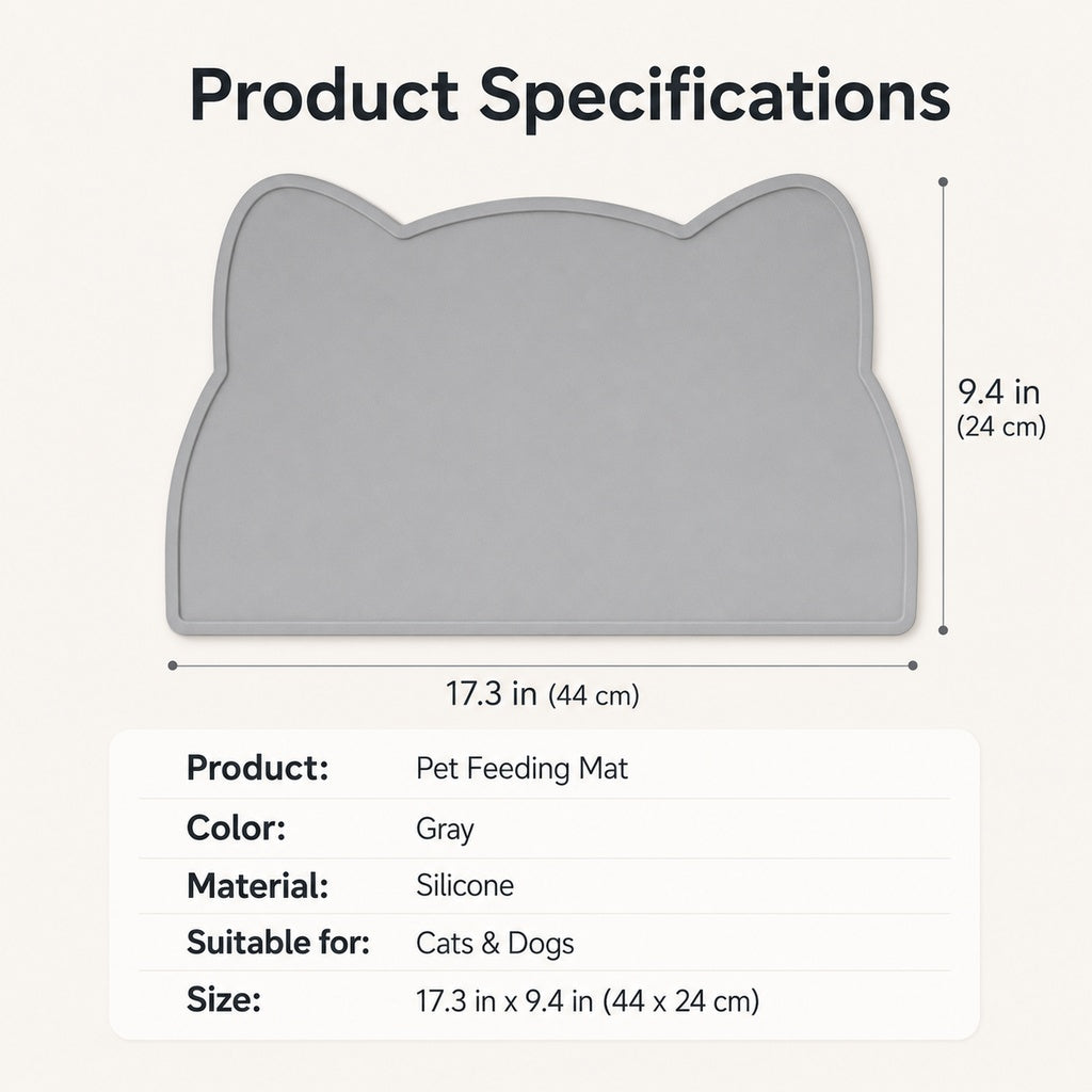 Ortekor Raised-Edge Silicone Pet Feeding Mat for Cats & Dogs - Keeps Floors Clean at Mealtime
