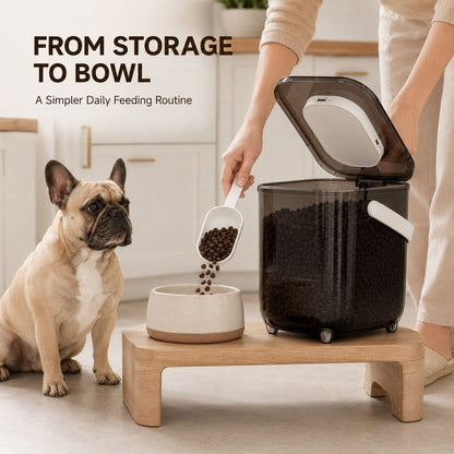 Ortekor 10L Automatic Vacuum Pet Food Storage Container for Pantry & Feeding Stations - Helps Reduce Air Exposure Between Meals