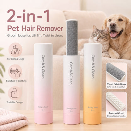 Ortekor Self-Cleaning Pet Grooming Comb for Dogs & Cats - Shedding & Hair Removal Brush