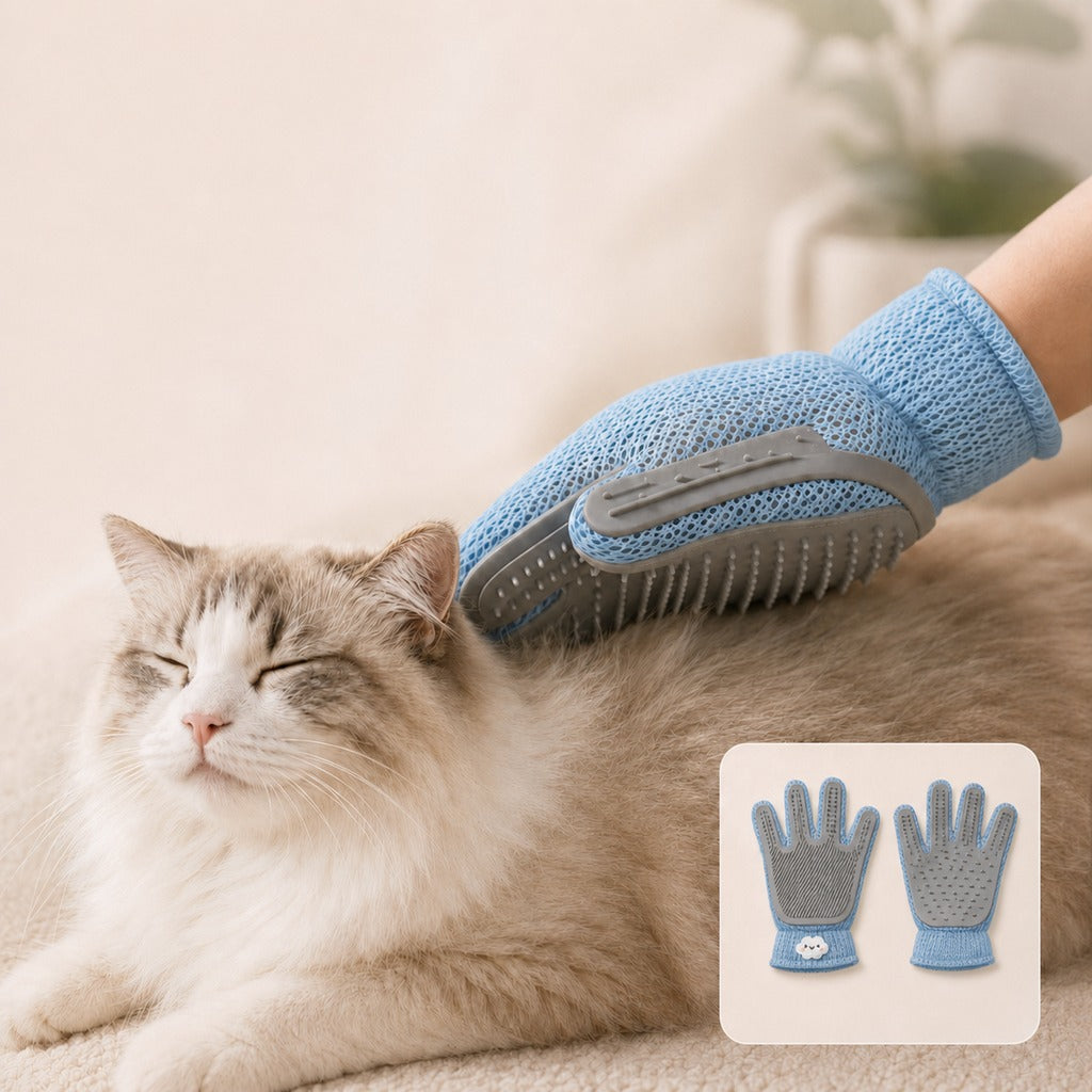 Ortekor Dual-Sided Pet Grooming Glove for Couch & Bath Time - Gentle Deshedding, Massage & Fur Cleanup for Cats &Dogs