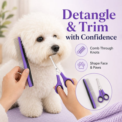 Ortekor 9-Piece Pet Grooming Kit for Dogs & Cats – At-Home Grooming Solution for Shedding, Nail Care & Detangling (Travel-Friendly Case)