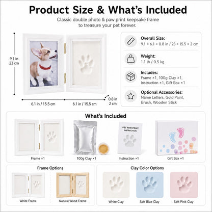 Ortekor Pet Paw Print Frame Kit for Dogs & Cats - DIY Keepsake Photo Frame for Home Display, First Paw Memories & Pet Loss Sympathy Gift