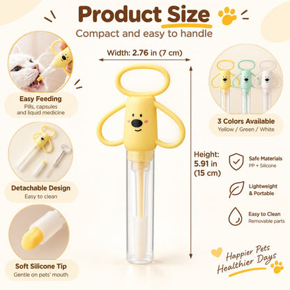 Ortekor Pet Pill Dispenser for Cats and Dogs - Easy At-Home Medicine Feeder with Soft Silicone Tips
