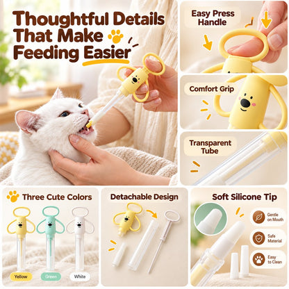 Ortekor Pet Pill Dispenser for Cats and Dogs - Easy At-Home Medicine Feeder with Soft Silicone Tips