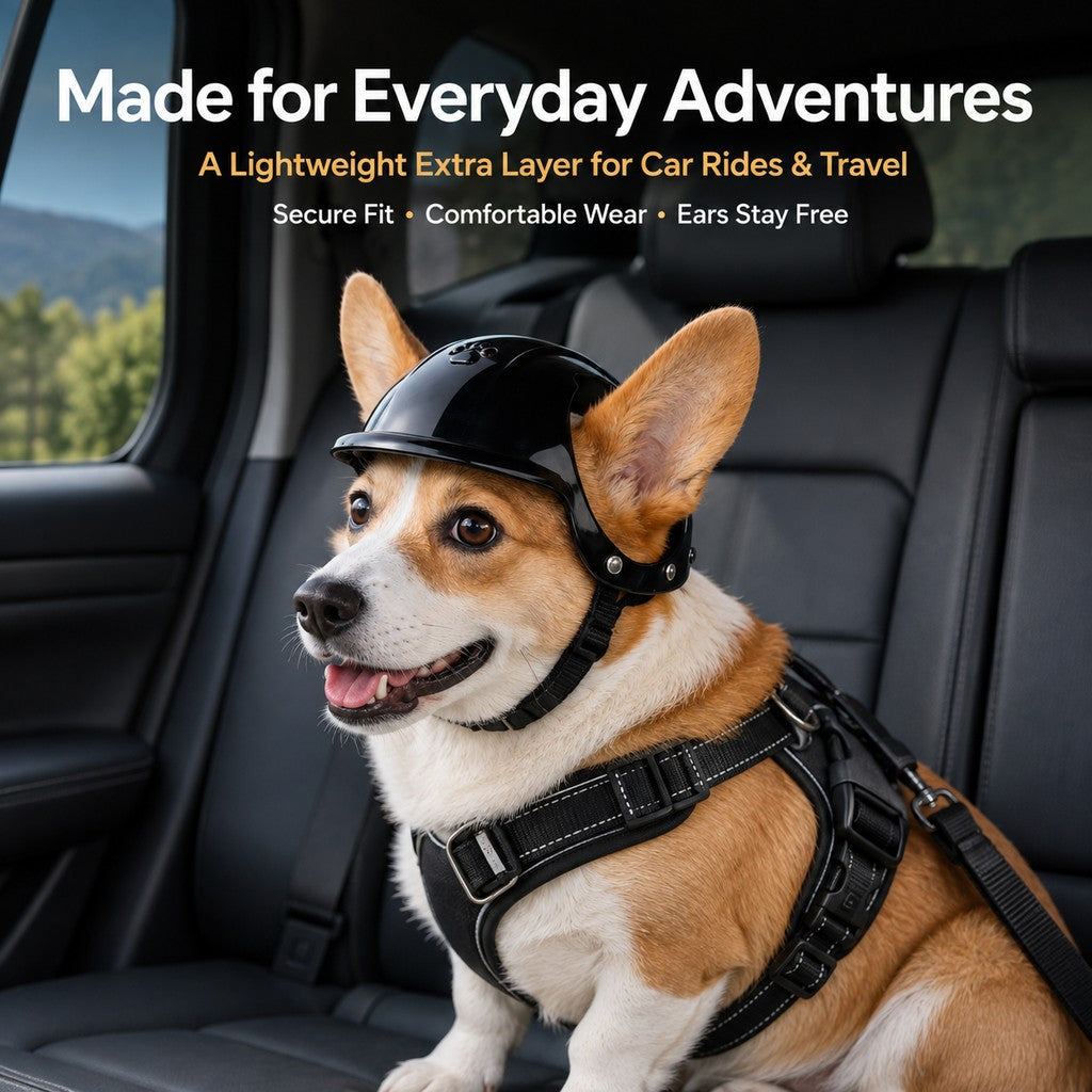 Ortekor Lightweight Pet Protective Helmet for Car Rides & Outdoor Adventures - Adjustable Open-Ear Head Guard for Cats & Small Dogs