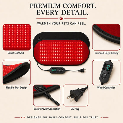 Ortekor Pet Red & Near-Infrared Light Wellness Mat - Hands-Free At-Home Comfort for Senior, Active & Resting Dogs