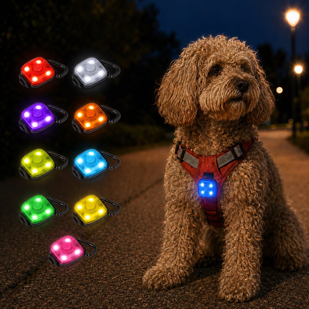Ortekor Clip-On Pet Safety Light for Night Walks - Helps Dogs & Cats Stay Visible After Dark