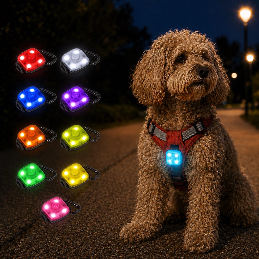 Ortekor Clip-On Pet Safety Light for Night Walks - Helps Dogs & Cats Stay Visible After Dark