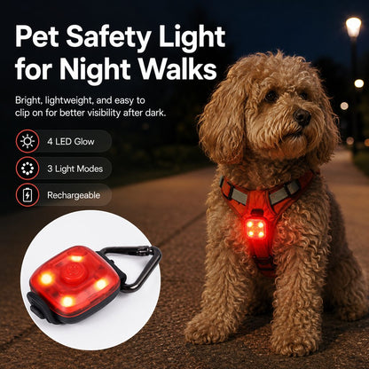 Ortekor Clip-On Pet Safety Light for Night Walks - Helps Dogs & Cats Stay Visible After Dark