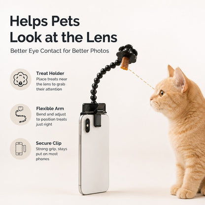Ortekor Pet Selfie Clip for Cat & Dog Photos - Treat Holder Phone Attachment for Pets That Won't Look