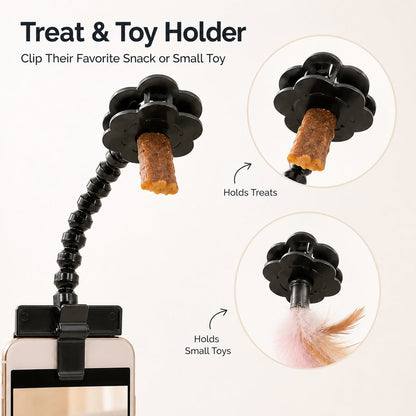 Ortekor Pet Selfie Clip for Cat & Dog Photos - Treat Holder Phone Attachment for Pets That Won't Look