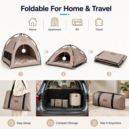 Ortekor Pet Tent Bed with Cooling Mat for Indoor Naps & Hot Weather — Foldable Private Hideaway for Cats, Kittens & Small Dogs