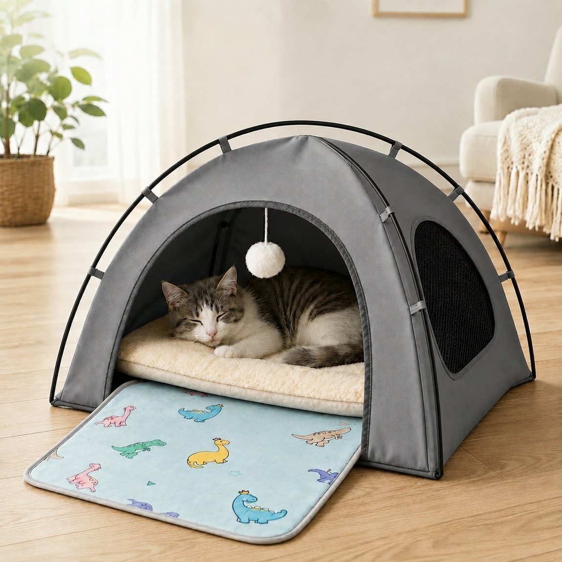 Ortekor Pet Tent Bed with Cooling Mat for Indoor Naps & Hot Weather — Foldable Private Hideaway for Cats, Kittens & Small Dogs