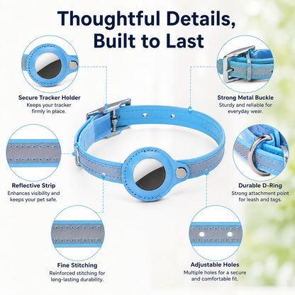 Ortekor AirTag-Compatible Reflective Pet Tracking Collar for Cats & Small Dogs - Secure Holder for Outdoor Adventures & Night Visibility