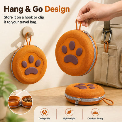 Ortekor Paw-Shaped Collapsible Pet Travel Bowl Set for Walks, Camping & Road Trips - Feed Anywhere Without Bulky Bowls