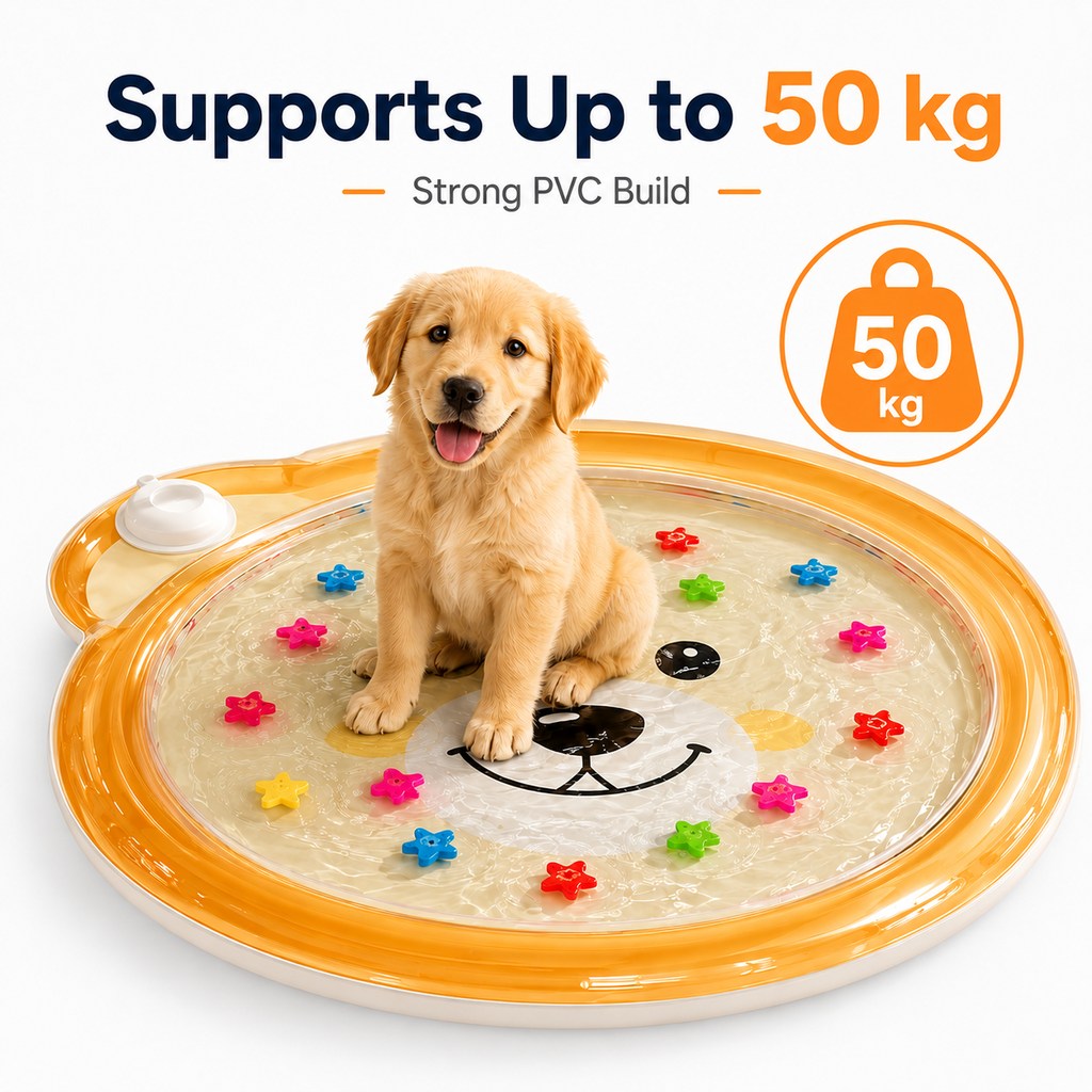 Ortekor Pet Splash Water Mat for Cats & Dogs – Cooling Summer Play Pad for Bored Pets