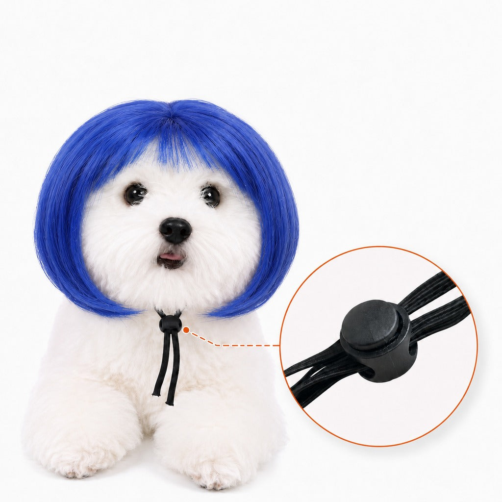 Ortekor Funny Short Bob Pet Wig for Photos & Parties - Easy Costume Prop for Cats & Small Dogs