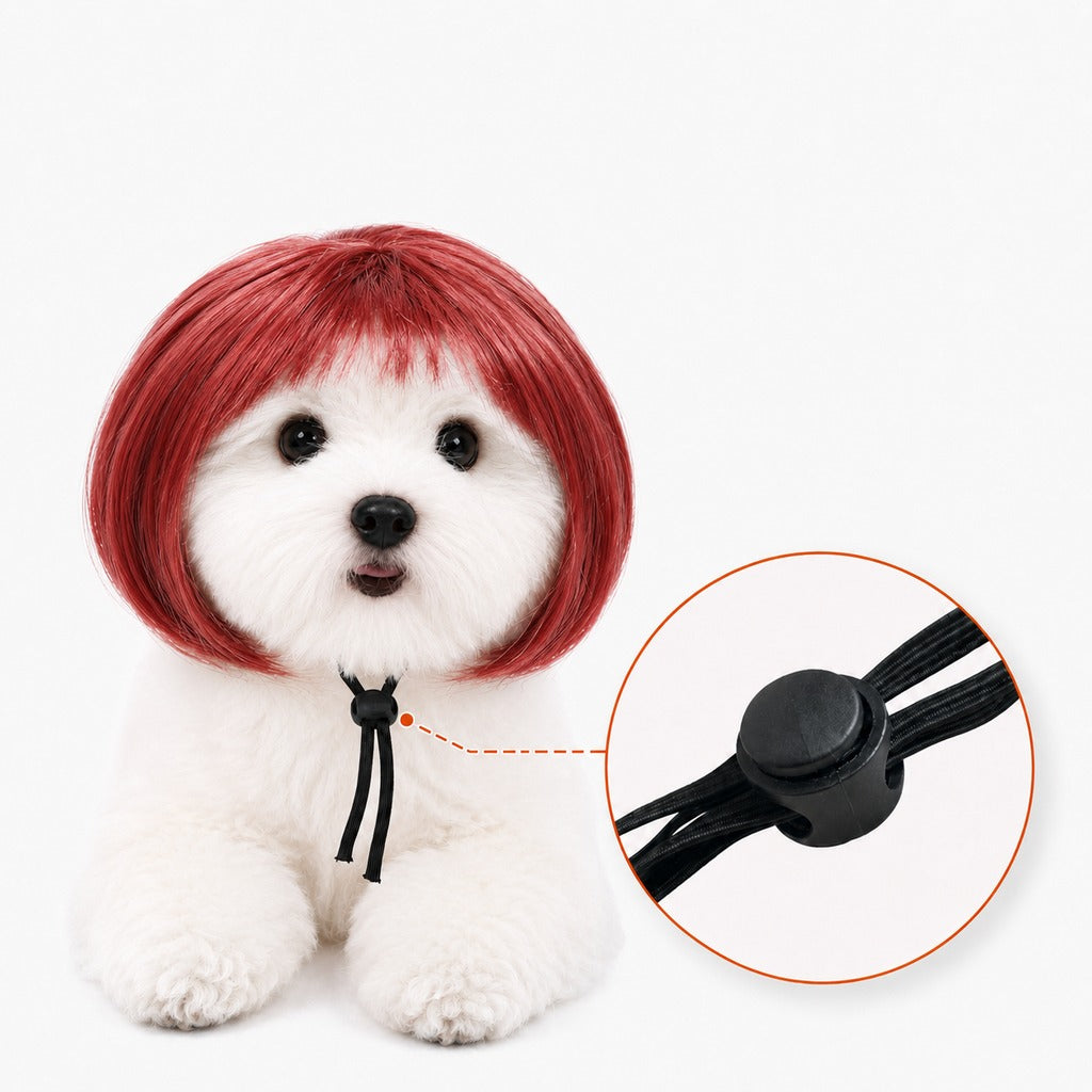 Ortekor Funny Short Bob Pet Wig for Photos & Parties - Easy Costume Prop for Cats & Small Dogs