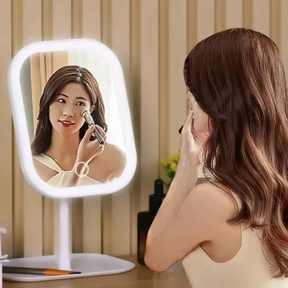 Lighted Makeup Mirror with Touch Control, Cordless Vanity Mirror with 3 Color Temperatures, Adjustable Brightness for Bedroom & Bathroom