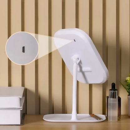 Lighted Makeup Mirror with Touch Control, Cordless Vanity Mirror with 3 Color Temperatures, Adjustable Brightness for Bedroom & Bathroom