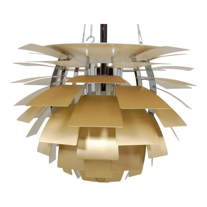 Sculptural Metal Shade Hanging Fixture 20 in Adjustable Height Overhead Lighting for Dining Room Kitchen Island Entryway Warm Glow Installat