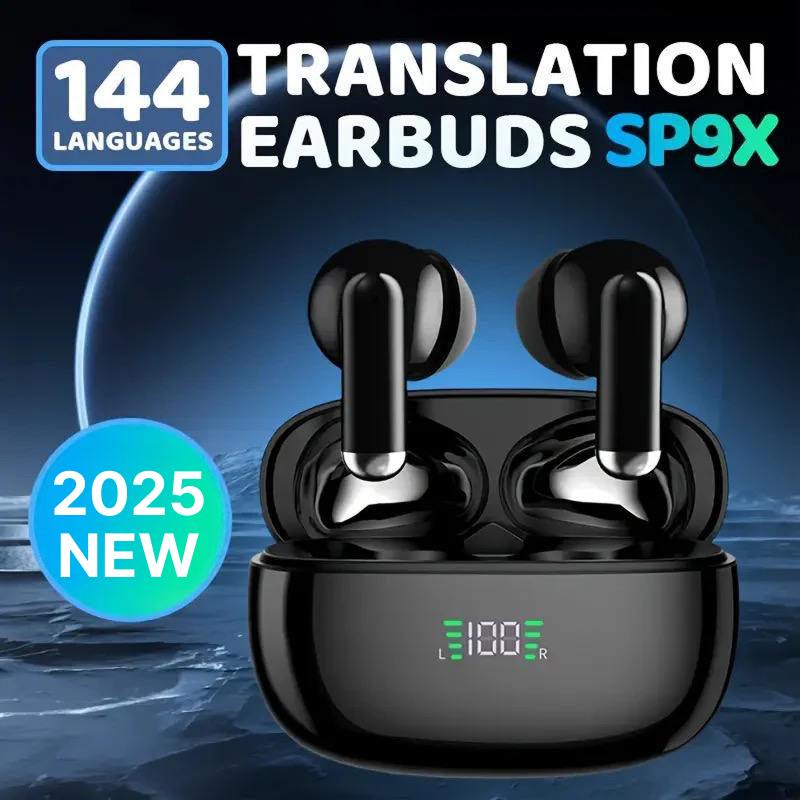 Real-Time Translation Earbuds with 144 Language Support & Bluetooth 5.3 for Travel, Business & Everyday Conversations