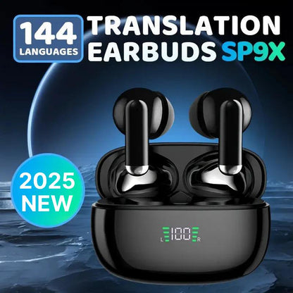 Real-Time Translation Earbuds with 144 Language Support & Bluetooth 5.3 for Travel, Business & Everyday Conversations