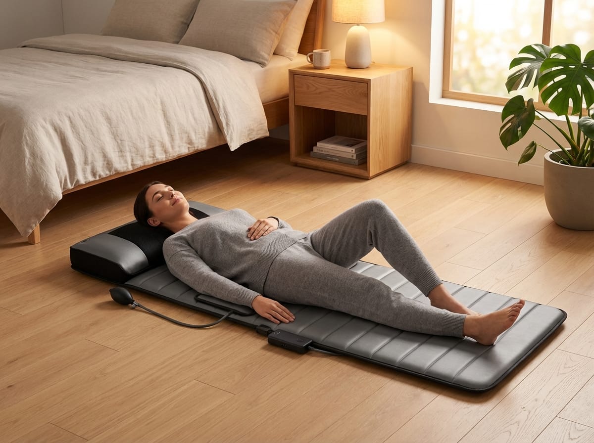 Electric Massage Pad with Heat Therapy – Vibrating Cushion Mat for Back, Neck & Body – 9 Intensity Levels – Carbon Fiber Heating Technology