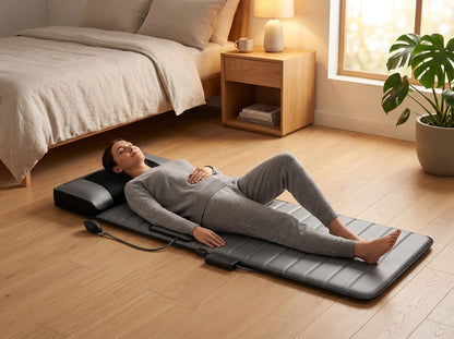 Electric Massage Pad with Heat Therapy – Vibrating Cushion Mat for Back, Neck & Body – 9 Intensity Levels – Carbon Fiber Heating Technology
