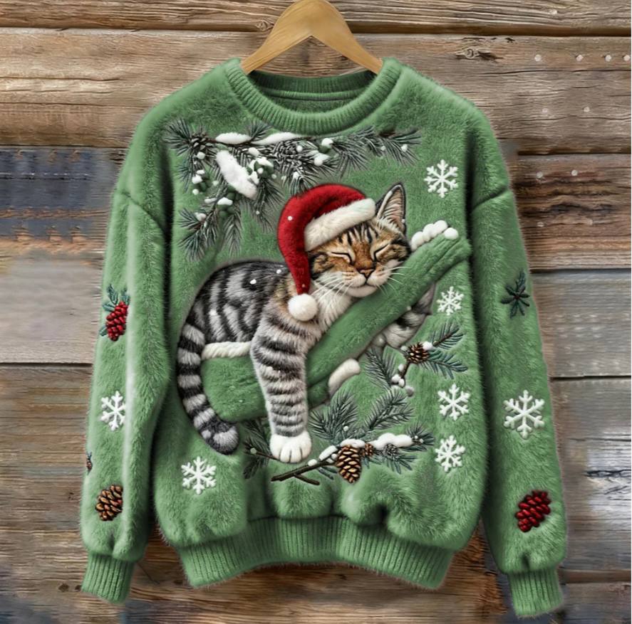 Pull de Noël amusant pour chat avec motif en 3D