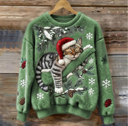 Pull de Noël amusant pour chat avec motif en 3D