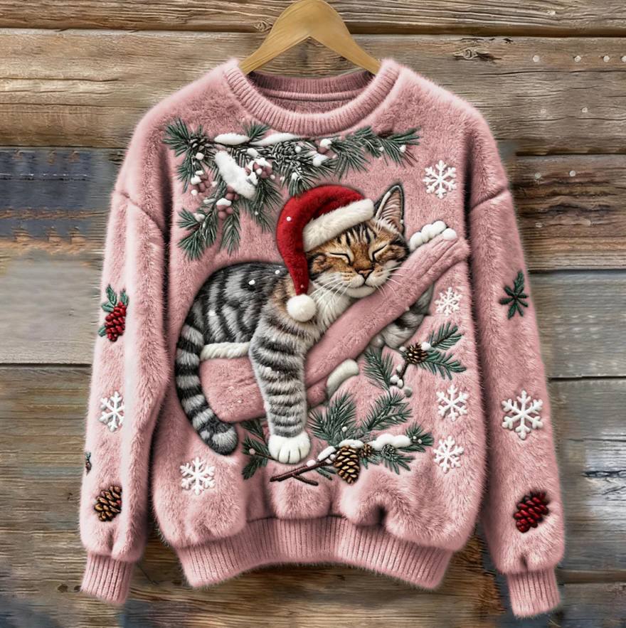 Pull de Noël amusant pour chat avec motif en 3D