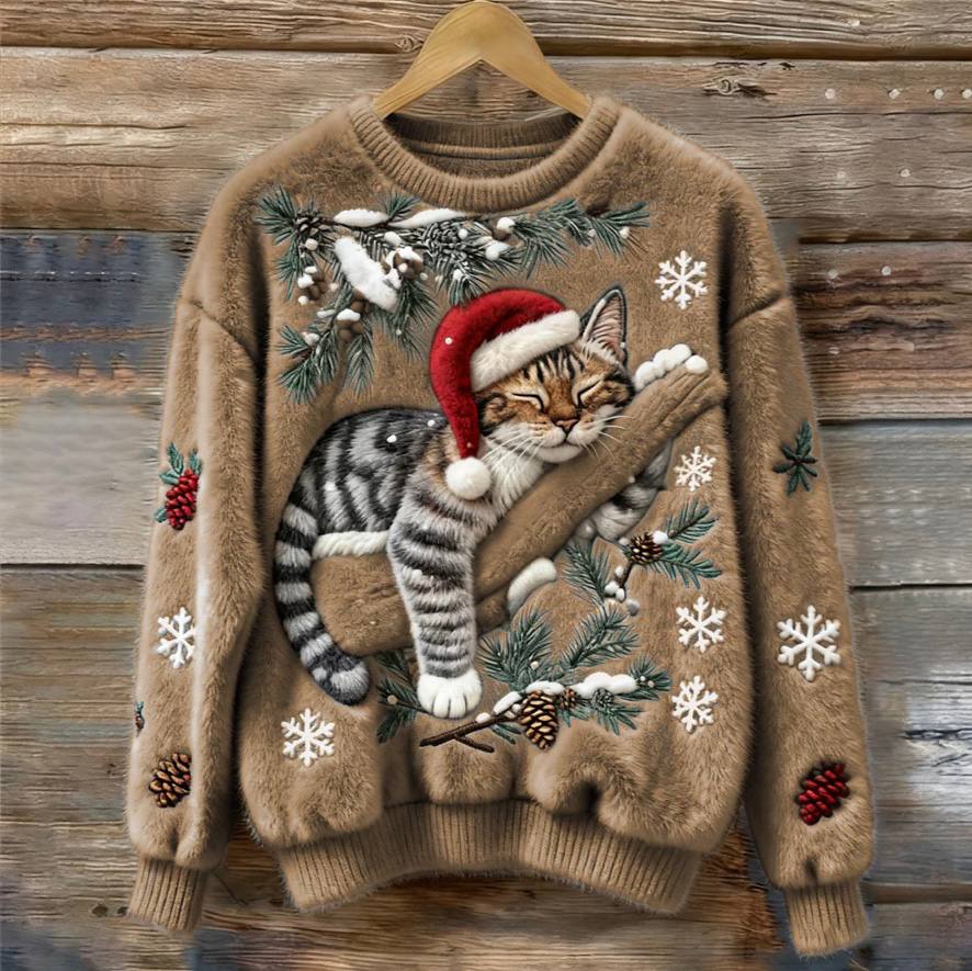 Pull de Noël amusant pour chat avec motif en 3D